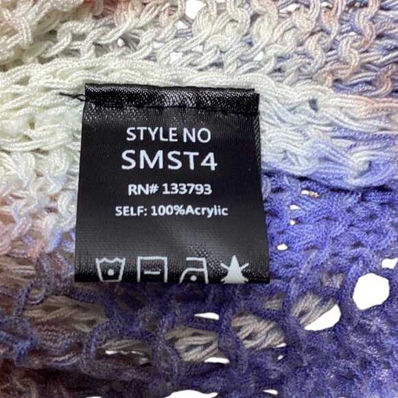 #100 POL CROCHET SWEATER -XS WHITE BLUE PINK - Picture 4 of 5